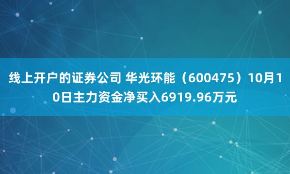 线上开户的证券公司 华光环能（600475）10月10日主力资金净买入6919.96万元